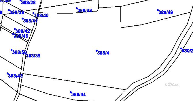 Parcela st. 388/4 v KÚ Vinařice u Loun, Katastrální mapa