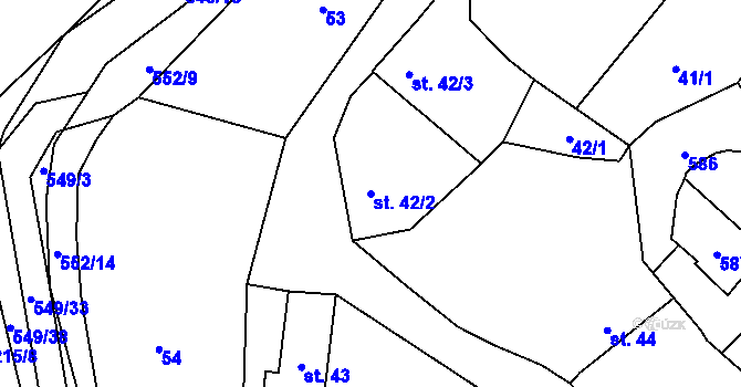 Parcela st. 42/2 v KÚ Vinařice u Loun, Katastrální mapa