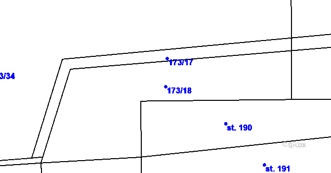 Parcela st. 173/18 v KÚ Vinařice u Loun, Katastrální mapa