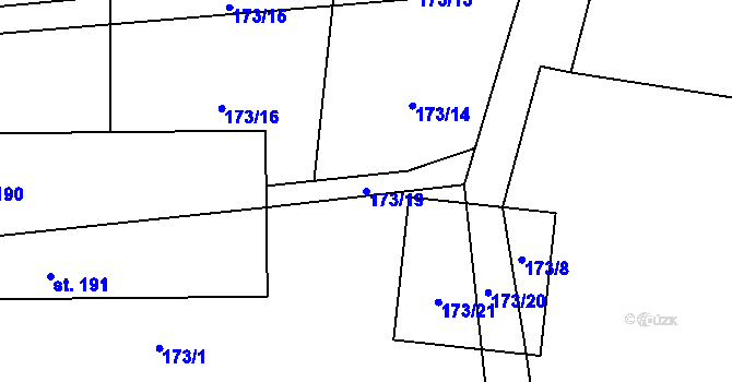 Parcela st. 173/19 v KÚ Vinařice u Loun, Katastrální mapa