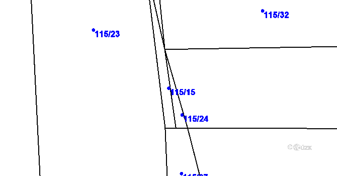 Parcela st. 115/15 v KÚ Vinařice u Loun, Katastrální mapa