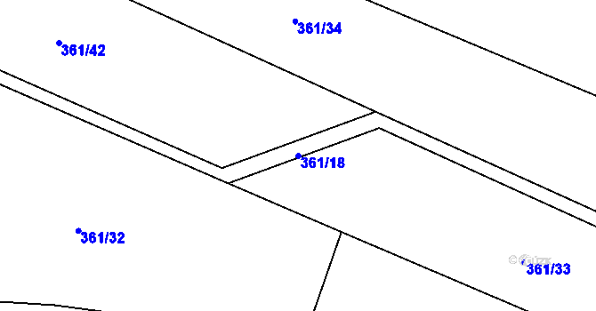 Parcela st. 361/18 v KÚ Vinařice u Loun, Katastrální mapa