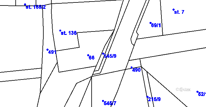 Parcela st. 545/9 v KÚ Vinařice u Loun, Katastrální mapa