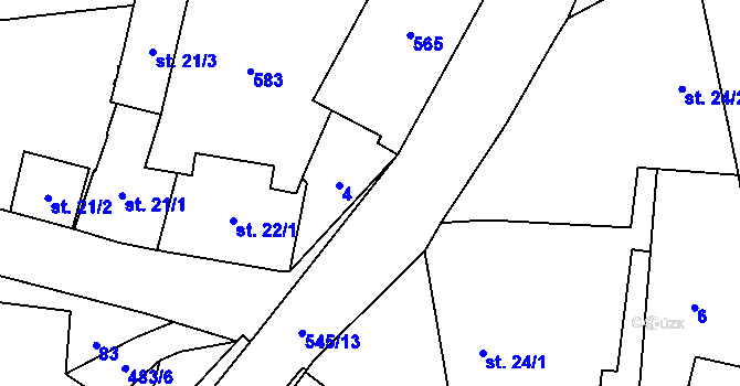 Parcela st. 545/29 v KÚ Vinařice u Loun, Katastrální mapa