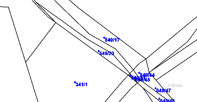 Parcela st. 549/20 v KÚ Vinařice u Loun, Katastrální mapa