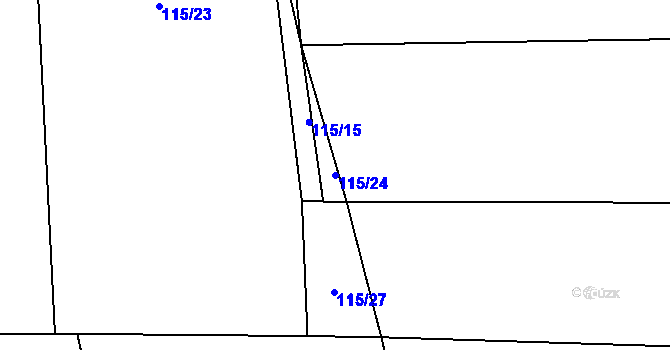Parcela st. 115/24 v KÚ Vinařice u Loun, Katastrální mapa