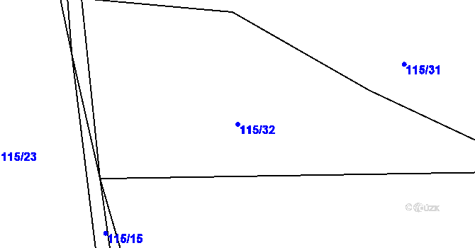 Parcela st. 115/32 v KÚ Vinařice u Loun, Katastrální mapa