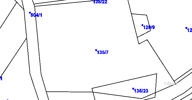 Parcela st. 135/7 v KÚ Vinařice u Loun, Katastrální mapa