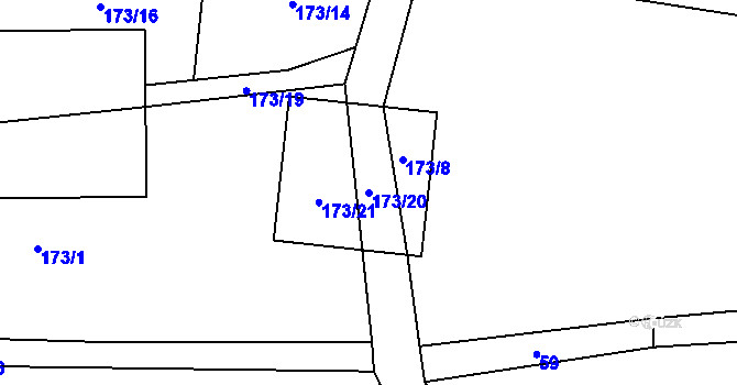 Parcela st. 173/20 v KÚ Vinařice u Loun, Katastrální mapa