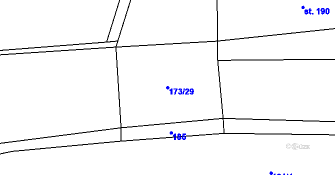 Parcela st. 173/29 v KÚ Vinařice u Loun, Katastrální mapa