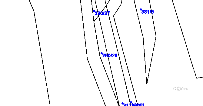 Parcela st. 290/28 v KÚ Vinařice u Loun, Katastrální mapa