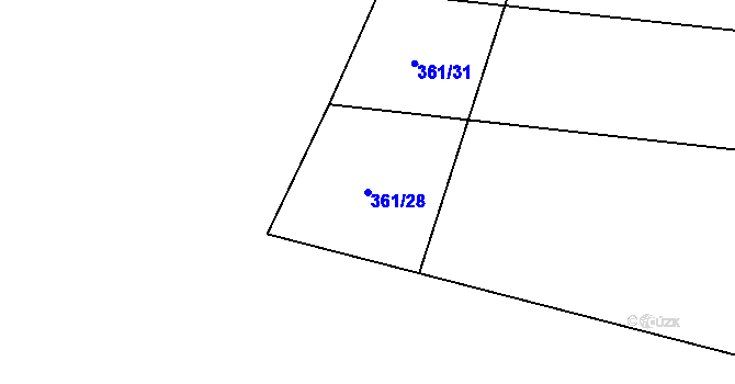 Parcela st. 361/28 v KÚ Vinařice u Loun, Katastrální mapa