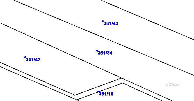 Parcela st. 361/34 v KÚ Vinařice u Loun, Katastrální mapa