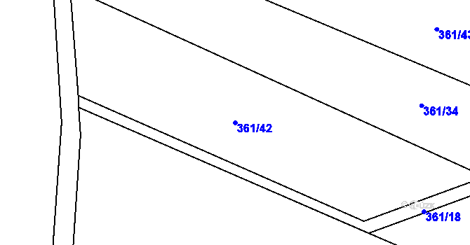 Parcela st. 361/42 v KÚ Vinařice u Loun, Katastrální mapa