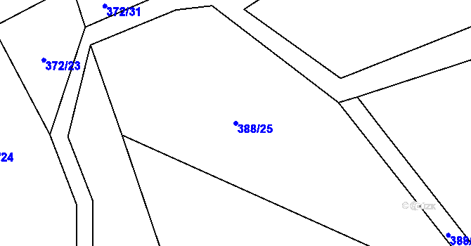 Parcela st. 388/25 v KÚ Vinařice u Loun, Katastrální mapa
