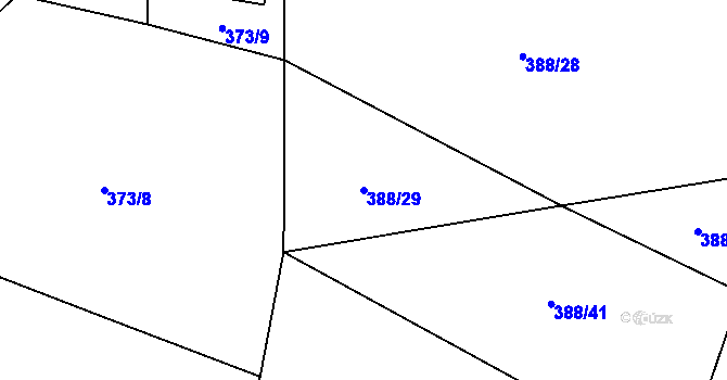 Parcela st. 388/29 v KÚ Vinařice u Loun, Katastrální mapa