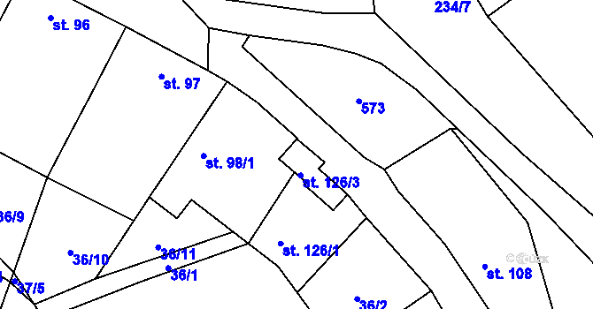 Parcela st. 98/2 v KÚ Vinařice u Loun, Katastrální mapa