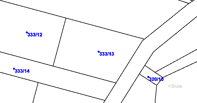 Parcela st. 333/13 v KÚ Vinařice u Loun, Katastrální mapa