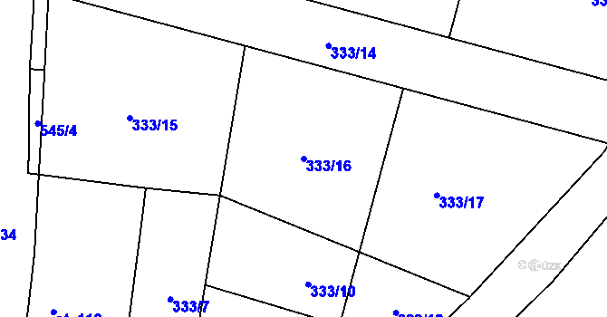 Parcela st. 333/16 v KÚ Vinařice u Loun, Katastrální mapa