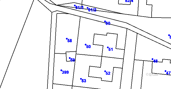 Parcela st. 50 v KÚ Vinec, Katastrální mapa