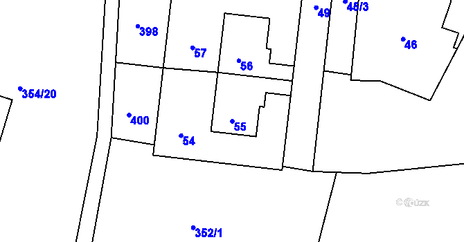 Parcela st. 55 v KÚ Vinec, Katastrální mapa