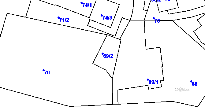 Parcela st. 69/2 v KÚ Vinec, Katastrální mapa