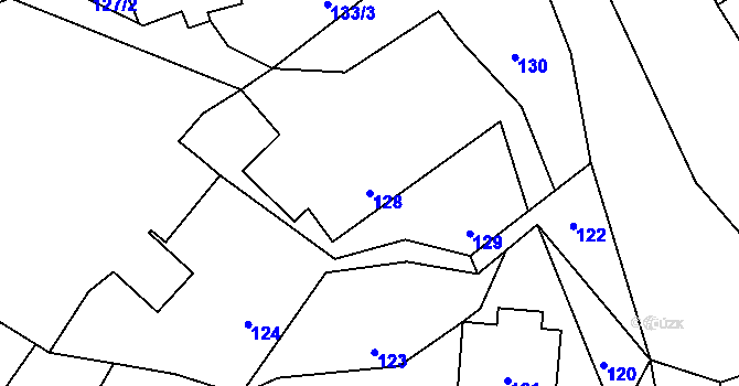 Parcela st. 128 v KÚ Vinec, Katastrální mapa
