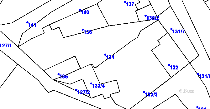 Parcela st. 134 v KÚ Vinec, Katastrální mapa
