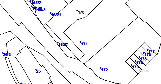 Parcela st. 171 v KÚ Vinec, Katastrální mapa