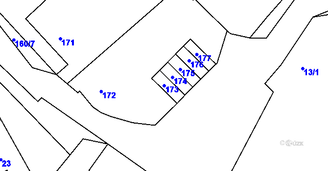 Parcela st. 173 v KÚ Vinec, Katastrální mapa