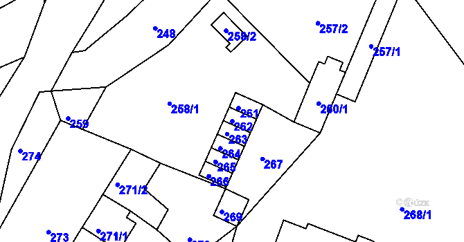 Parcela st. 262 v KÚ Vinec, Katastrální mapa