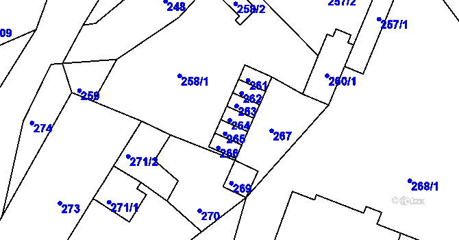 Parcela st. 264 v KÚ Vinec, Katastrální mapa