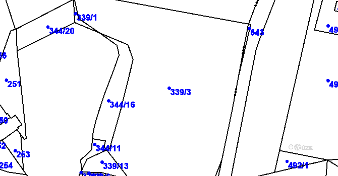 Parcela st. 339/3 v KÚ Vinec, Katastrální mapa