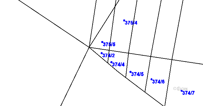 Parcela st. 374/2 v KÚ Vinec, Katastrální mapa