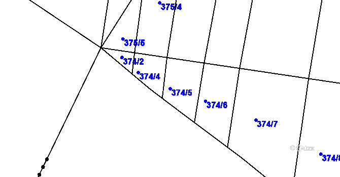 Parcela st. 374/5 v KÚ Vinec, Katastrální mapa