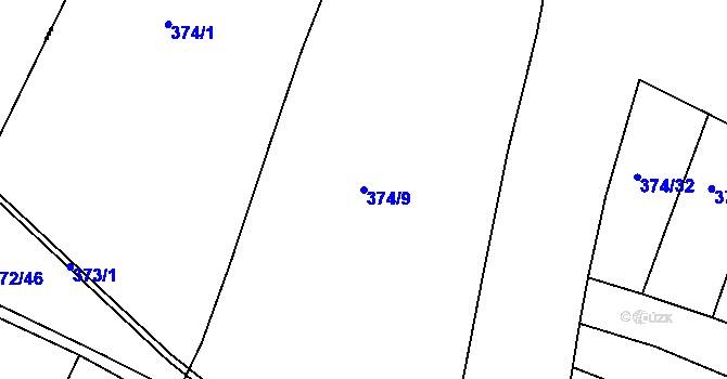 Parcela st. 374/9 v KÚ Vinec, Katastrální mapa