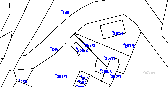 Parcela st. 257/3 v KÚ Vinec, Katastrální mapa