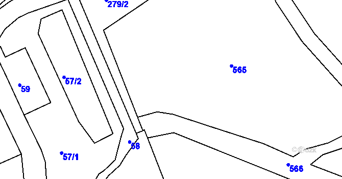 Parcela st. 281/2 v KÚ Lýsky, Katastrální mapa