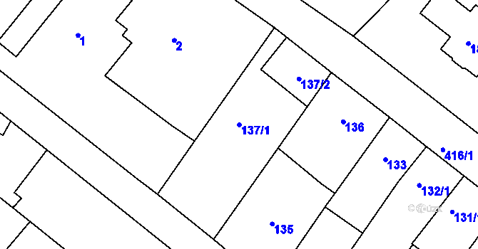 Parcela st. 137/1 v KÚ Lýsky, Katastrální mapa