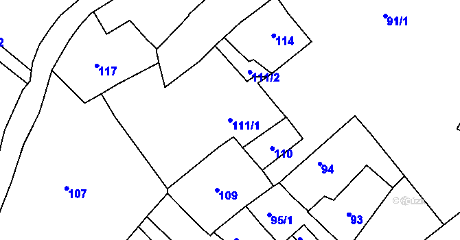 Parcela st. 111/1 v KÚ Lýsky, Katastrální mapa