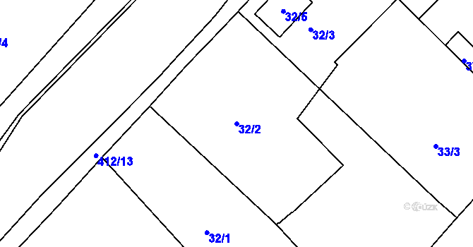 Parcela st. 32/2 v KÚ Lýsky, Katastrální mapa