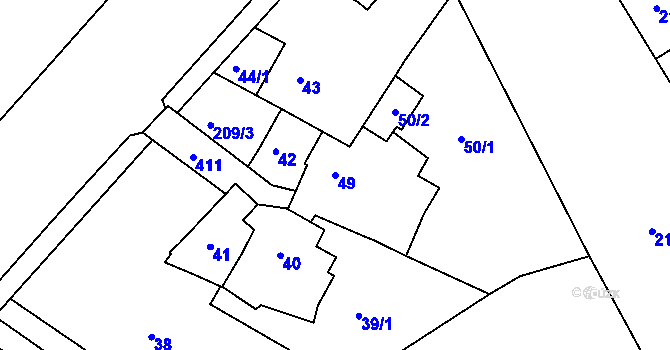 Parcela st. 49 v KÚ Lýsky, Katastrální mapa