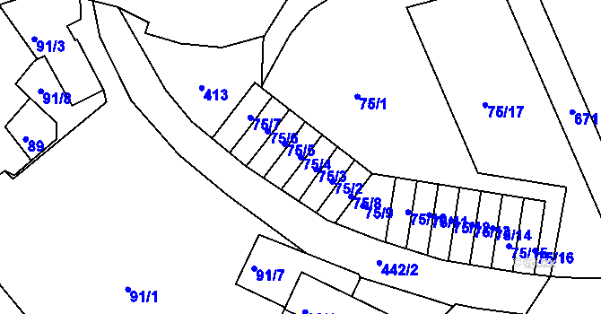 Parcela st. 75/4 v KÚ Lýsky, Katastrální mapa