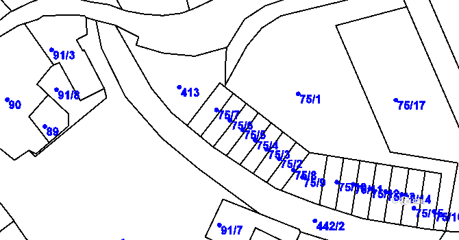 Parcela st. 75/6 v KÚ Lýsky, Katastrální mapa