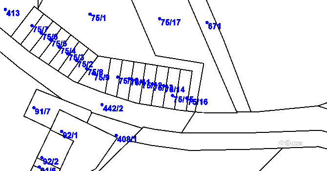 Parcela st. 75/14 v KÚ Lýsky, Katastrální mapa