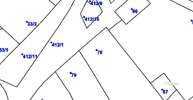Parcela st. 78 v KÚ Lýsky, Katastrální mapa