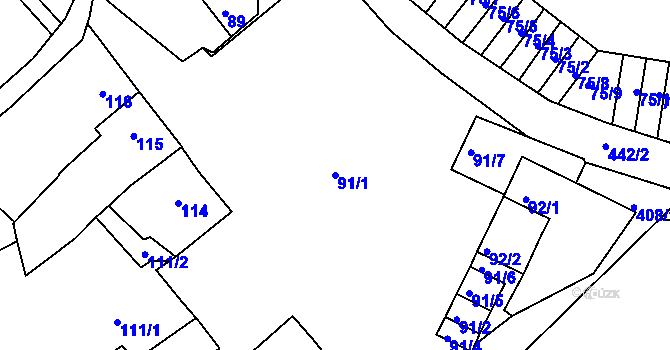 Parcela st. 91/1 v KÚ Lýsky, Katastrální mapa