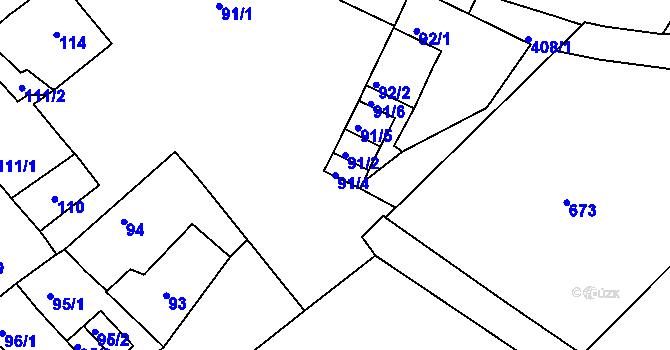 Parcela st. 91/4 v KÚ Lýsky, Katastrální mapa