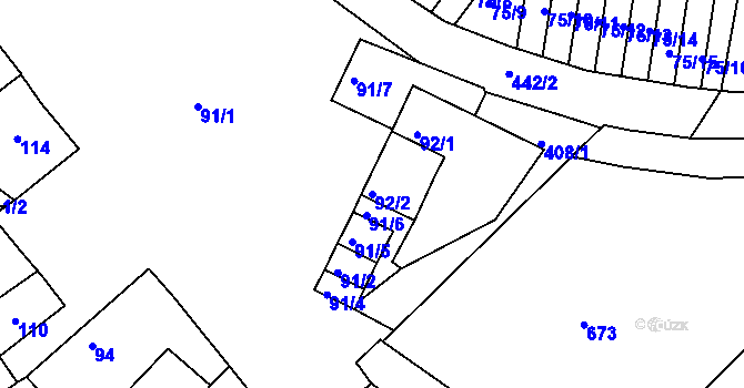 Parcela st. 92/2 v KÚ Lýsky, Katastrální mapa