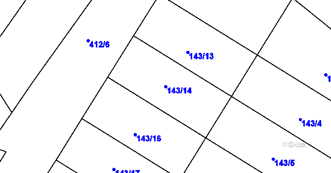 Parcela st. 143/14 v KÚ Lýsky, Katastrální mapa